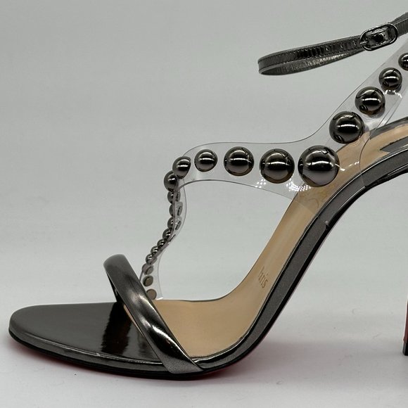 Christian Louboutin CORINETTA 100 Studded PVC Strap SandalS Heels Shoes $845 - Picture 3 of 14